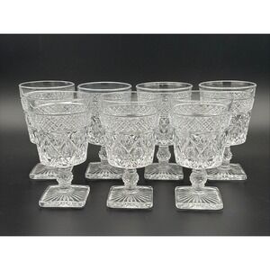 Vintage Imperial Glass Cape Cod Clear Water Goblets - Matching Set of 7